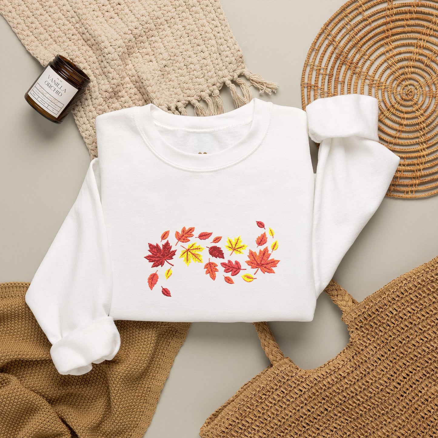 Sudadera de Otoño con Hojas — Diseño Acogedor y Estilo Vintage