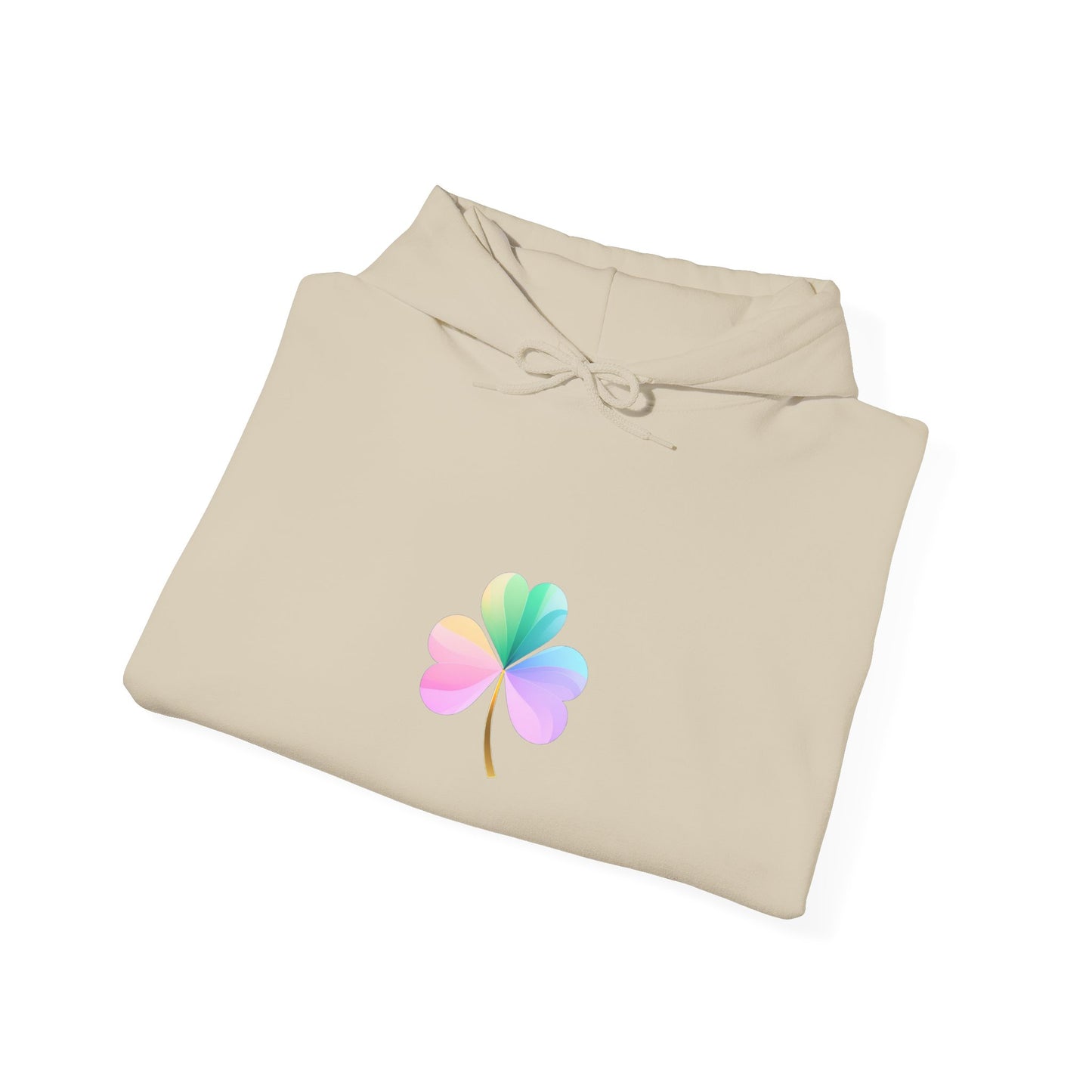 Sudadera con Trébol de Cuatro Hojas en Arcoíris Pastel — Diseño de la Suerte