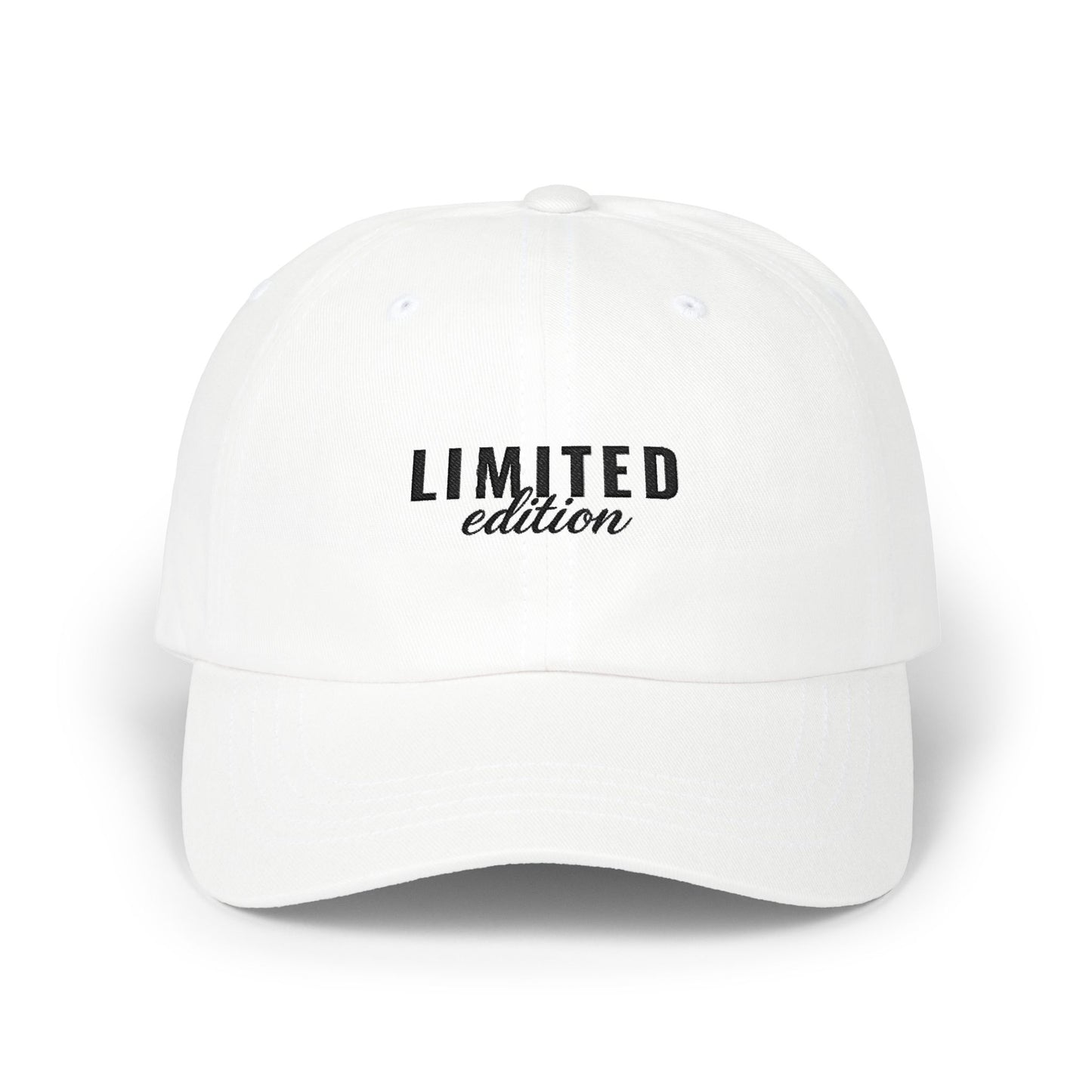 Limited Edition Dad Cap — White Embroidered 'Limited Edition' Baseball Hat