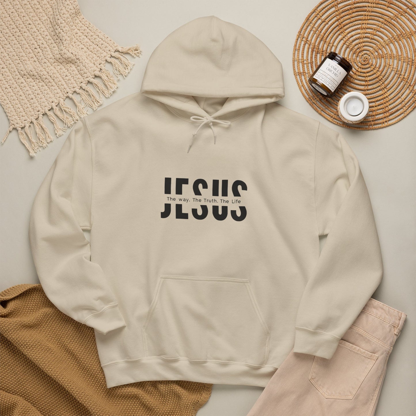 Sudadera Cristiana con Cruz de Jesús — “El Camino, la Verdad y la Vida”
