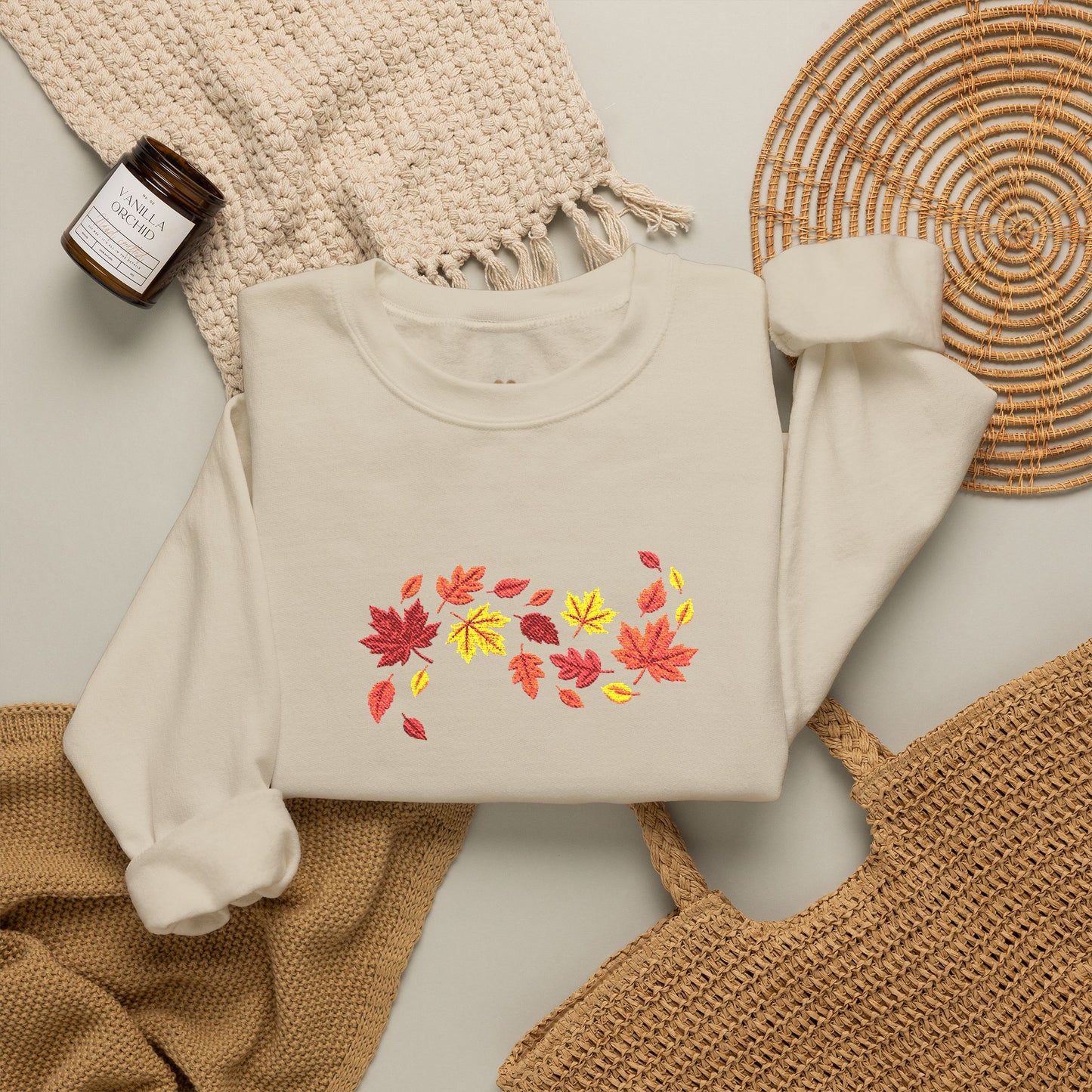 Sudadera de Otoño con Hojas — Diseño Acogedor y Estilo Vintage