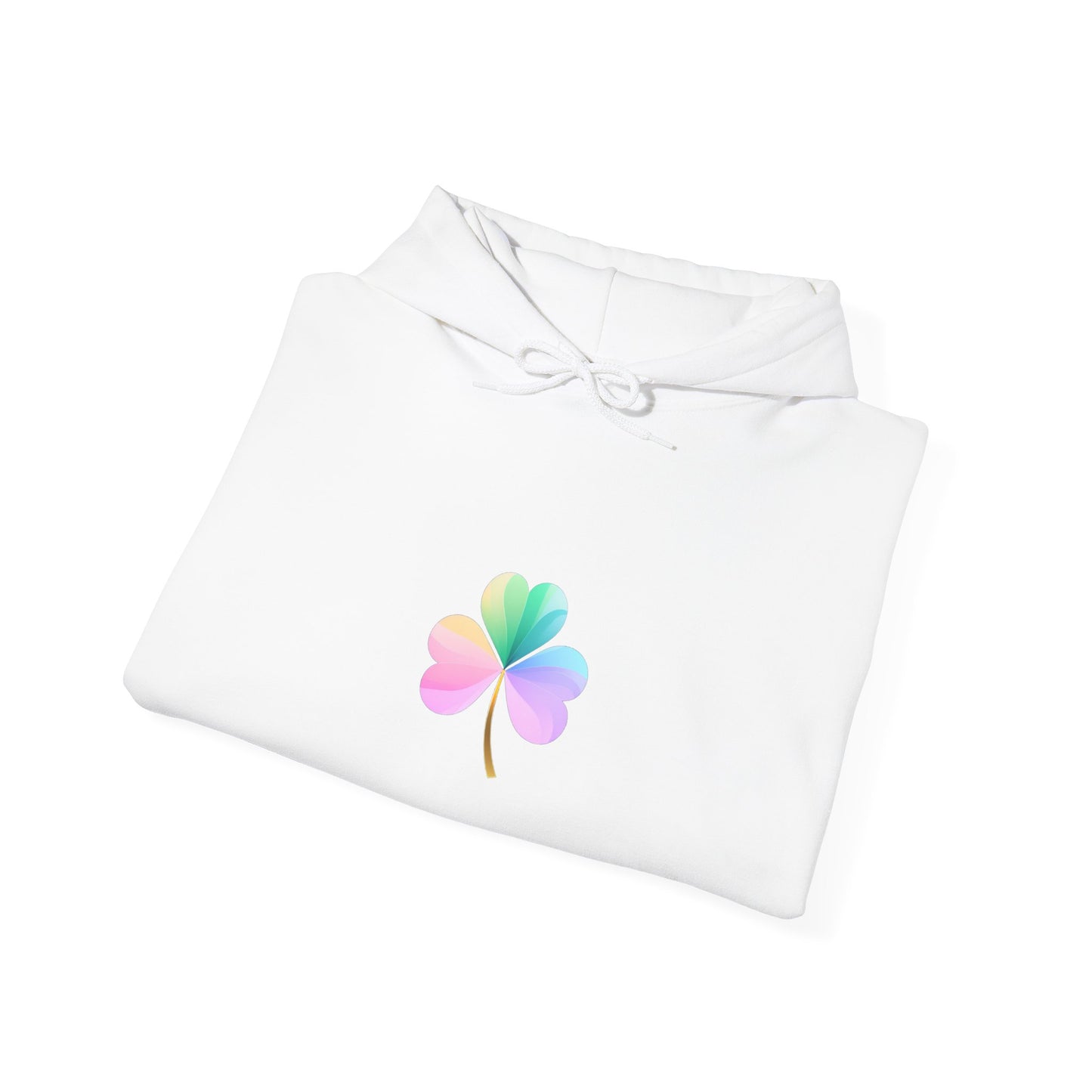 Sudadera con Trébol de Cuatro Hojas en Arcoíris Pastel — Diseño de la Suerte