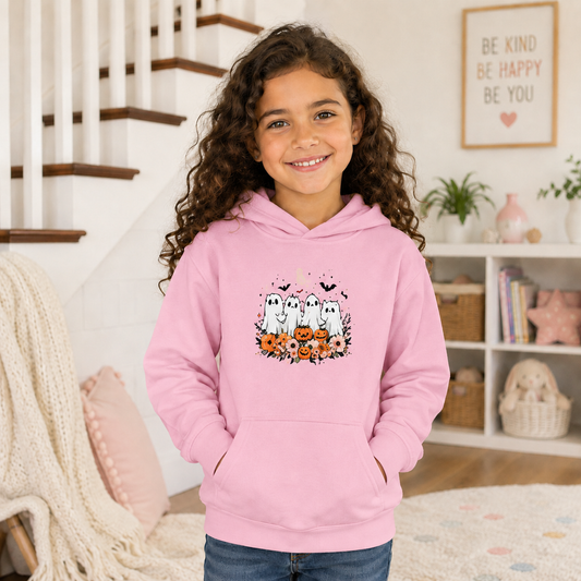 Sudadera Infantil de Halloween — Diseño Adorable de Fantasmas y Calabazas