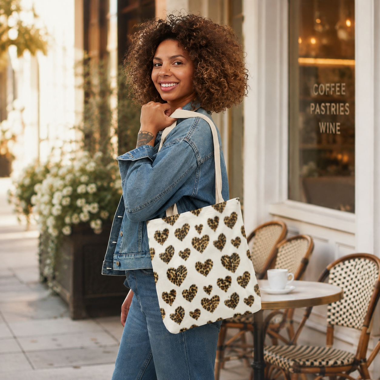 Bolso Tote de Corazones Leopardo — Estampado Animal Print