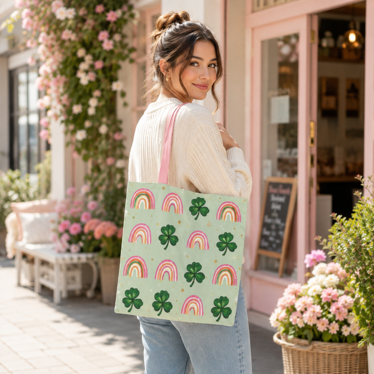 Bolso Tote de la Suerte — Arcoíris y Tréboles