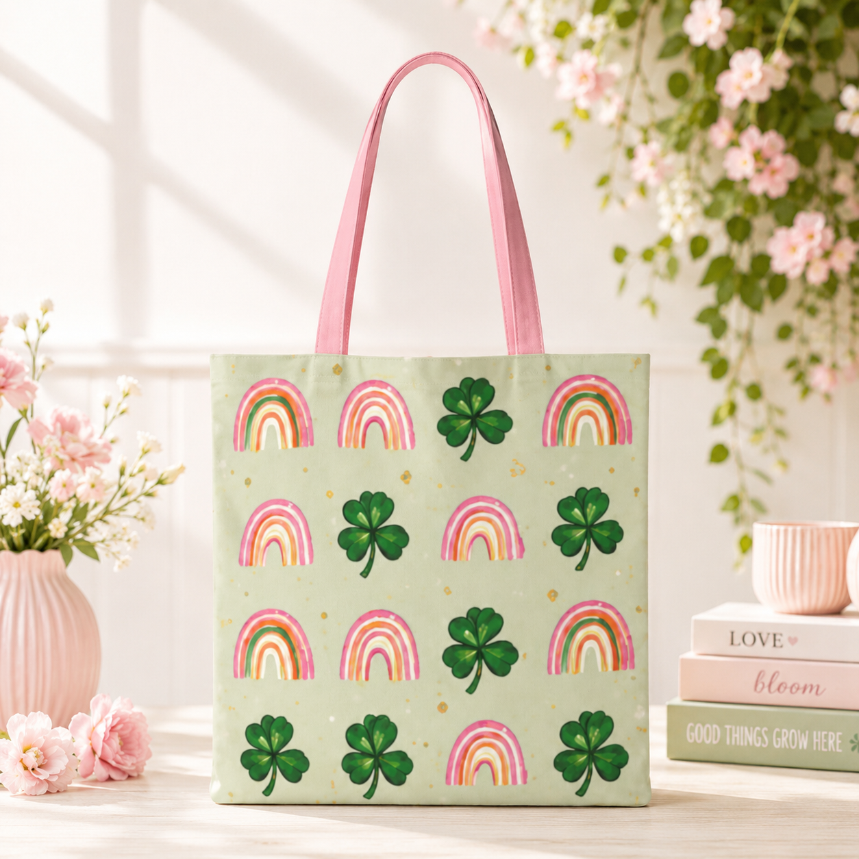 Bolso Tote de la Suerte — Arcoíris y Tréboles