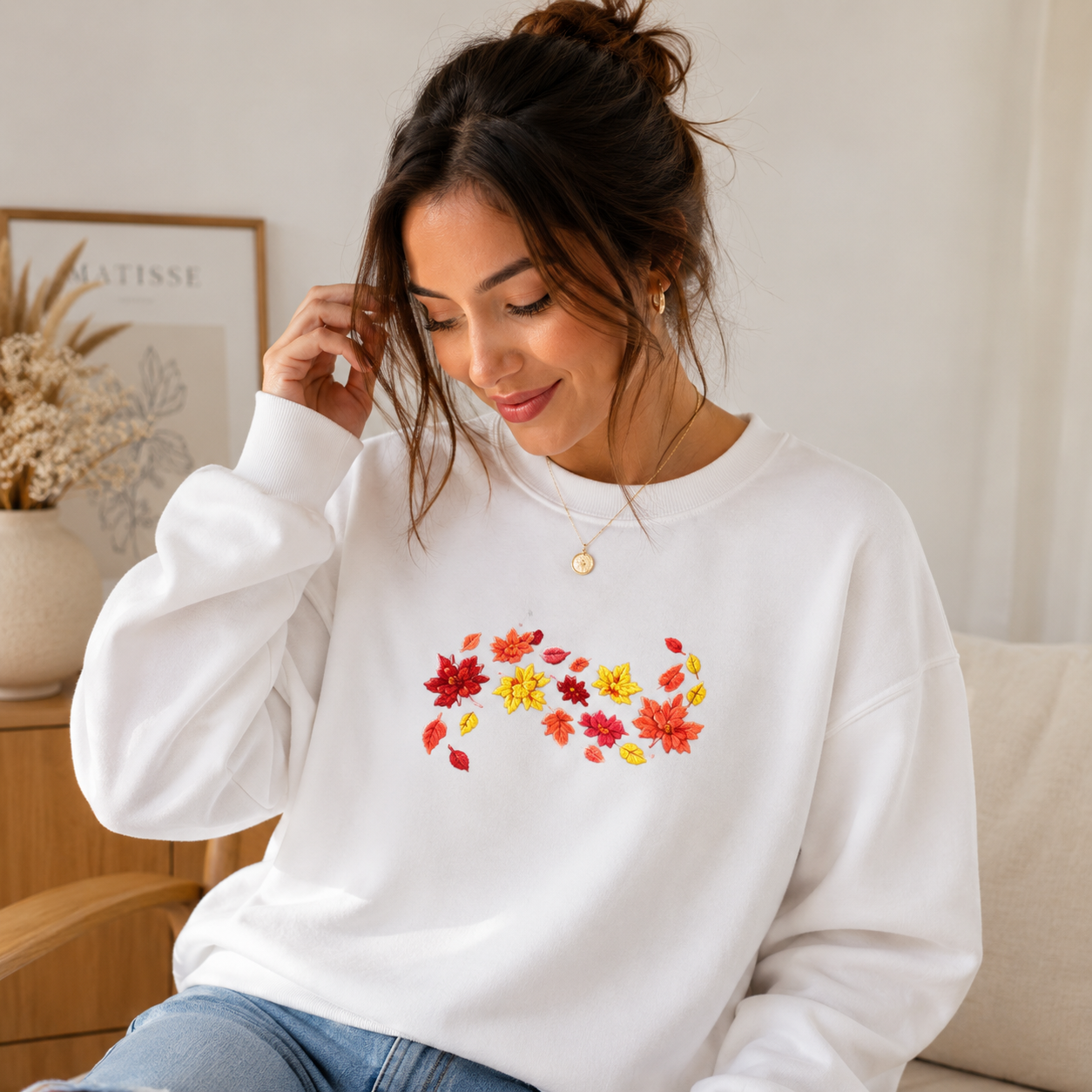 Sudadera de Otoño con Hojas — Diseño Acogedor y Estilo Vintage