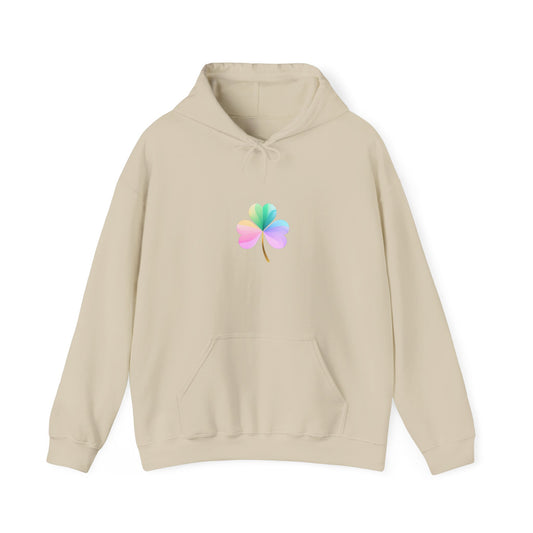 Sudadera con Trébol de Cuatro Hojas en Arcoíris Pastel — Diseño de la Suerte