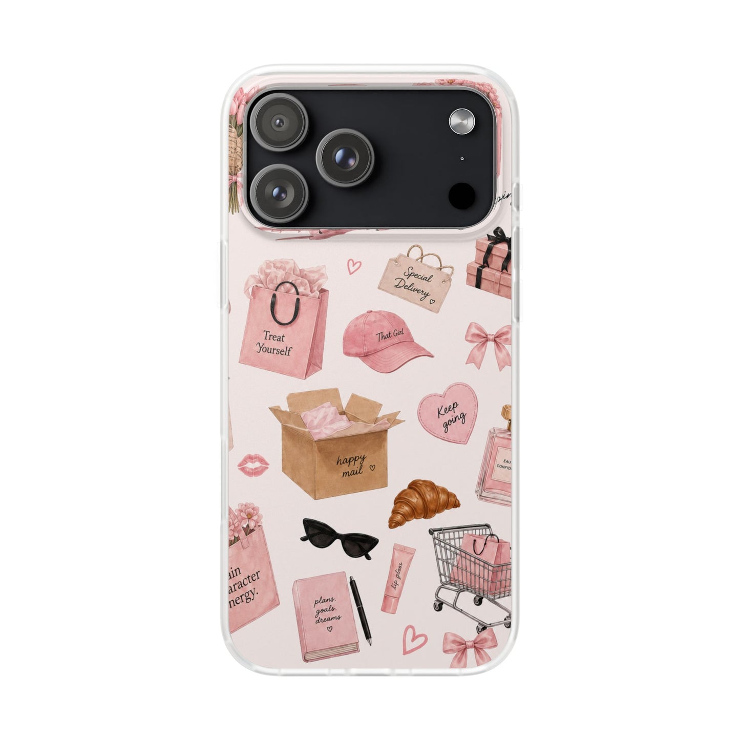 Funda Transparente Rosa para Móvil — Collage “Date un Capricho”