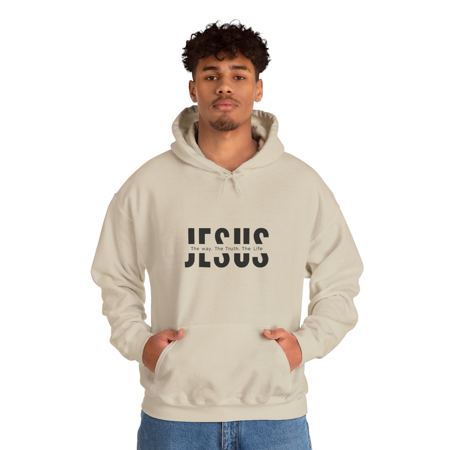 Sudadera Cristiana con Cruz de Jesús — “El Camino, la Verdad y la Vida”