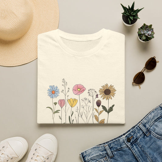 Floral Meadow T-Shirt — Hand-Drawn Wildflower Bouquet Tee