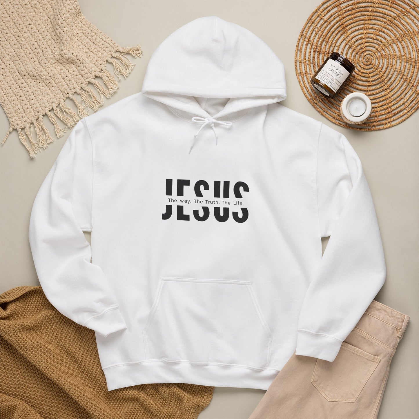 Sudadera Cristiana con Cruz de Jesús — “El Camino, la Verdad y la Vida”