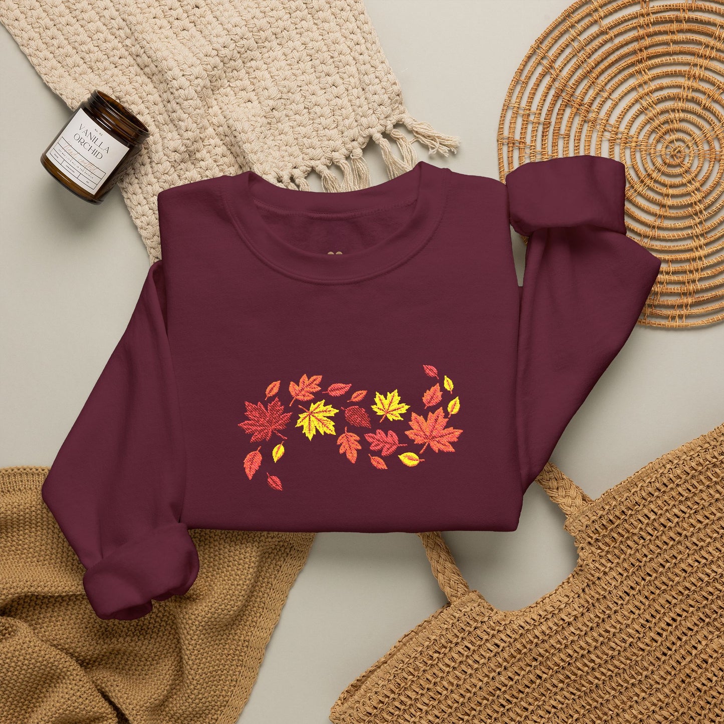 Sudadera de Otoño con Hojas — Diseño Acogedor y Estilo Vintage