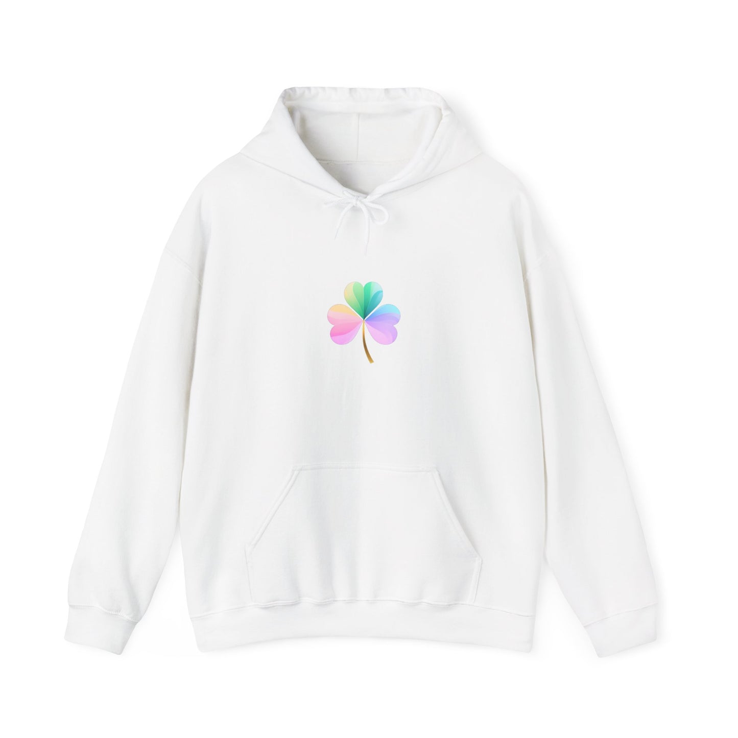 Sudadera con Trébol de Cuatro Hojas en Arcoíris Pastel — Diseño de la Suerte